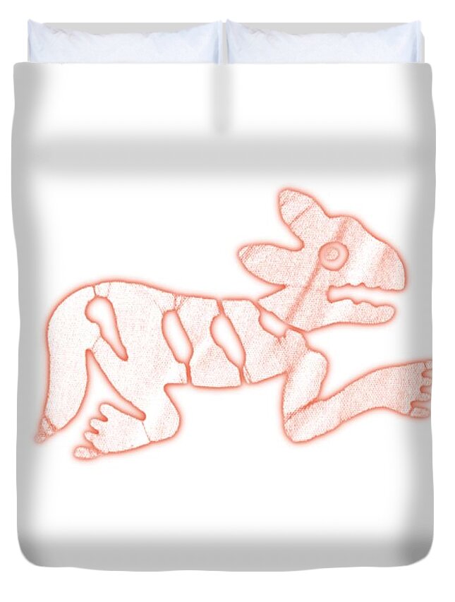Drawing Duvet Cover featuring the painting Primitive Tribal Animal Drawings - 1 by Celestial Images