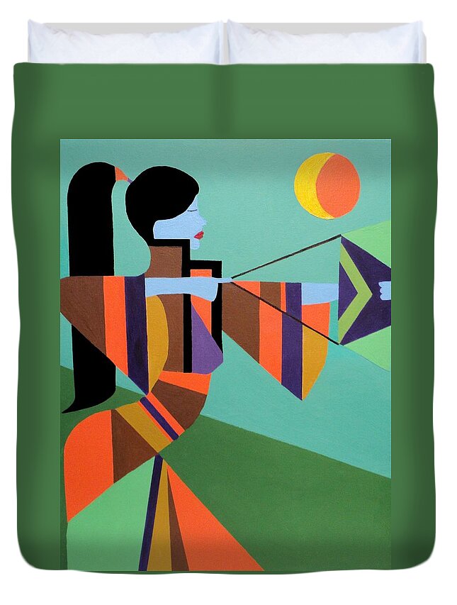 Abstract Duvet Cover featuring the painting Princess Arrow by Angelo Thomas