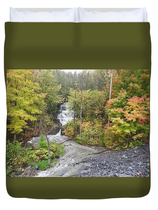 Waterfalls Duvet Cover featuring the photograph Princess Louise Falls by Betty-Anne McDonald