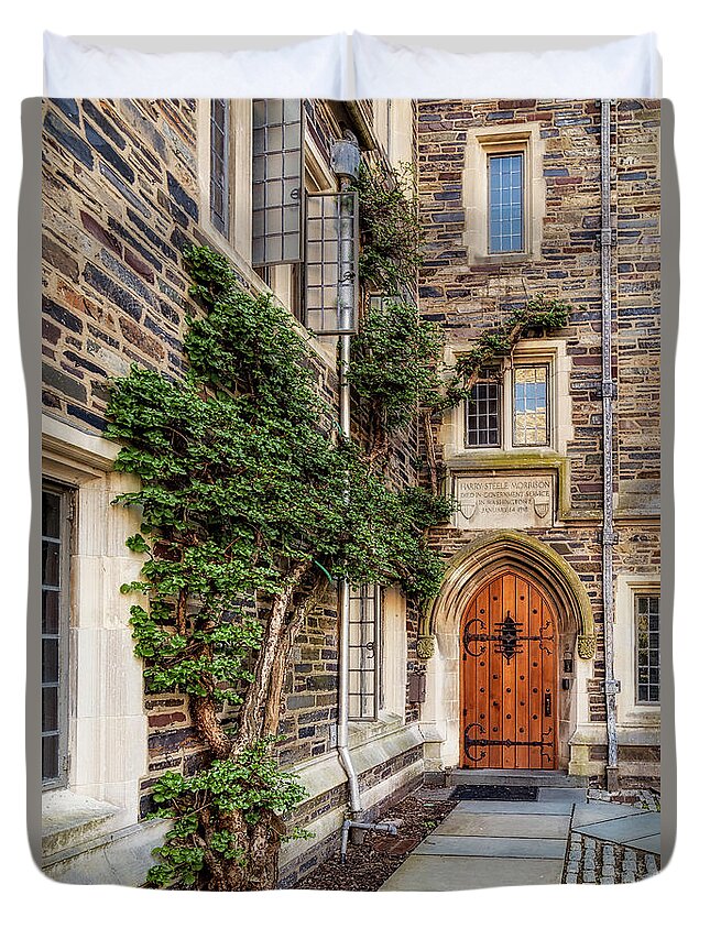 Princeton University Duvet Cover featuring the photograph Princeton University Foulke Hall II by Susan Candelario