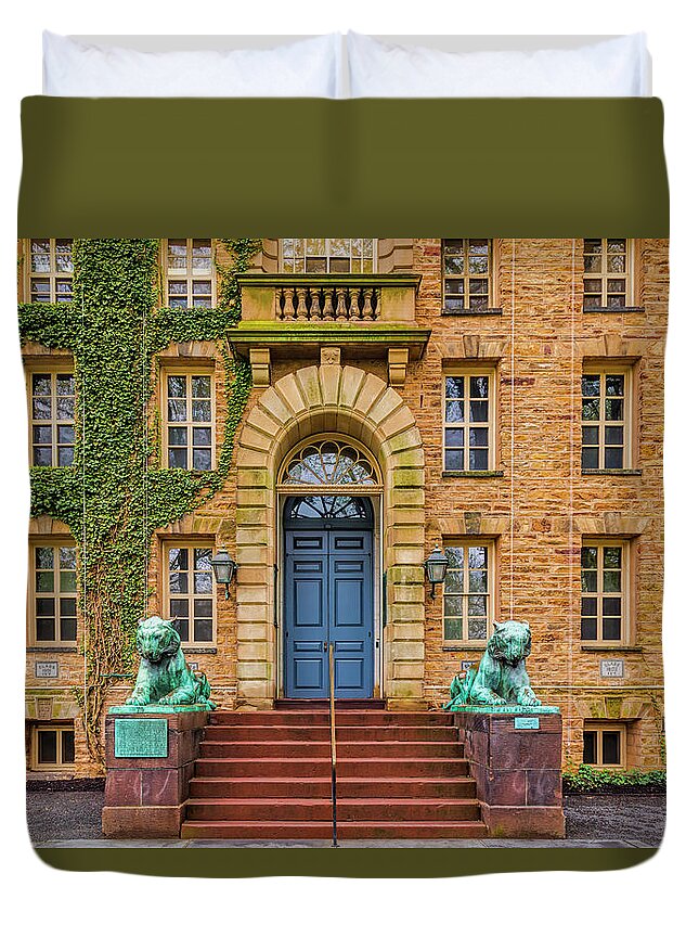 Princeton University Duvet Cover featuring the photograph Princeton University Nassau Hall by Susan Candelario
