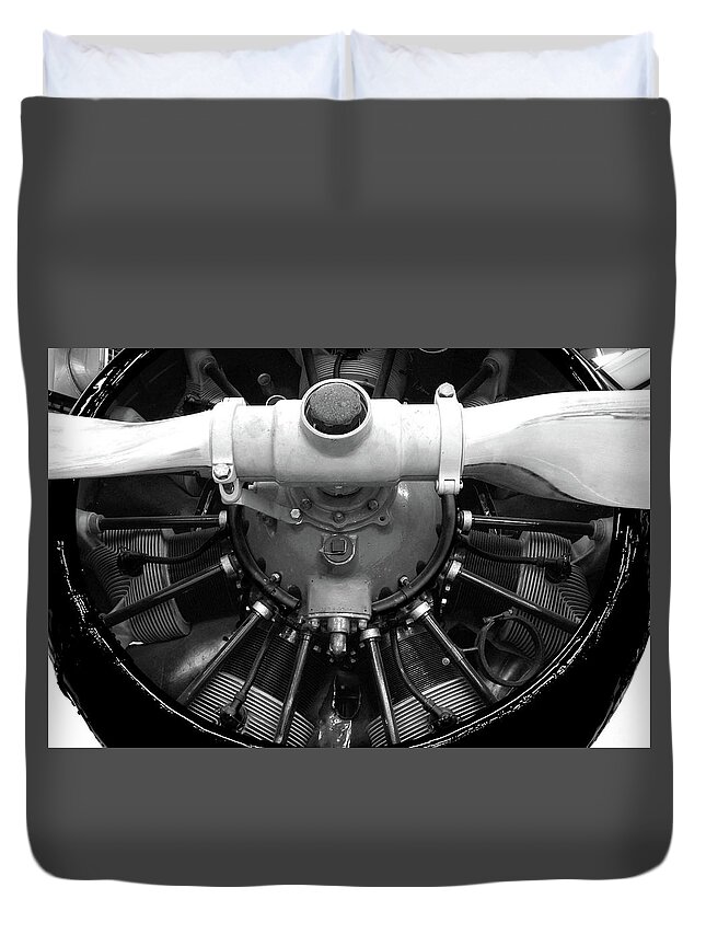 Plane Duvet Cover featuring the photograph Pro and Cowl bw #50 by Raymond Magnani