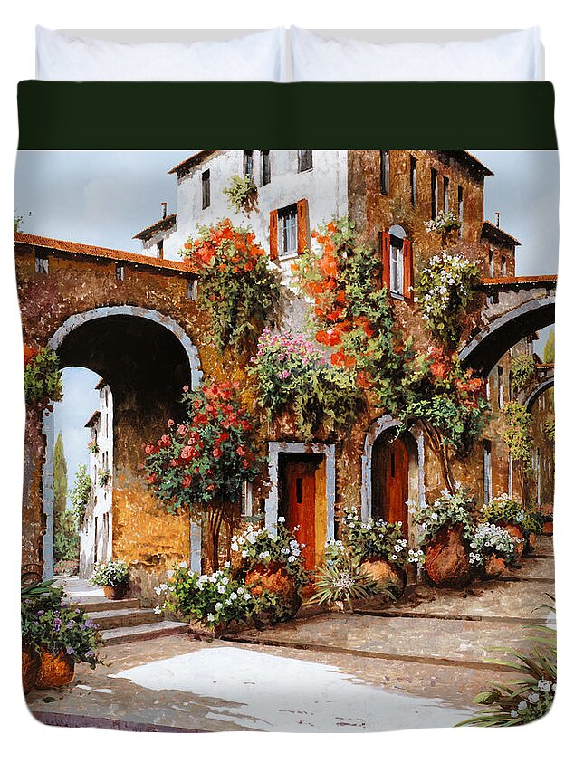 Landscape Duvet Cover featuring the painting Profumi Di Paese by Guido Borelli