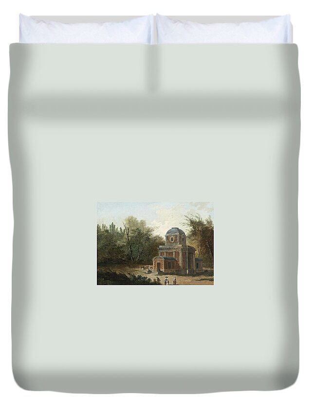 Hubert Robert Duvet Cover featuring the painting Project for the Pavillon de Cleves of Maupertuis by Hubert Robert
