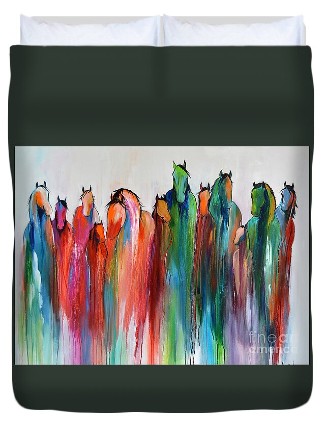 Horse Duvet Cover featuring the painting Promise by Cher Devereaux