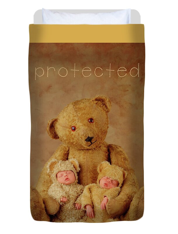 Teddy Duvet Cover featuring the photograph Protected by Anne Geddes