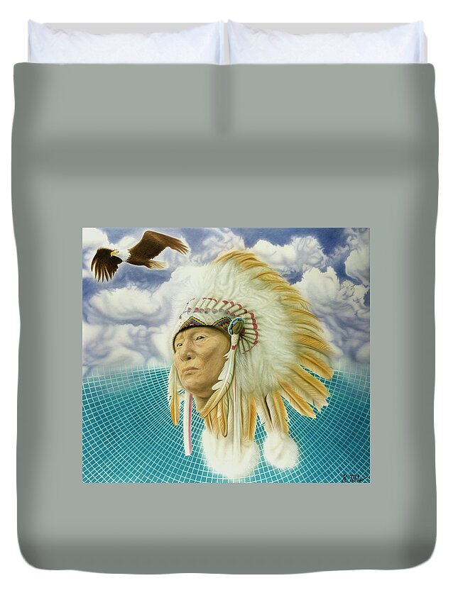 Native American Duvet Cover featuring the painting Proud As An Eagle by Rich Milo