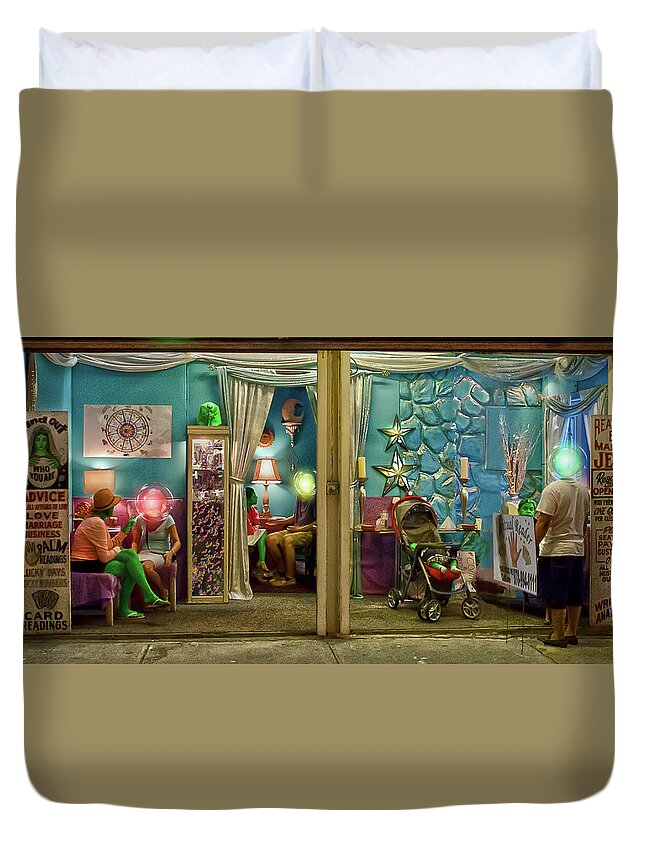 Surreal Duvet Cover featuring the digital art Psychic Readings by Rick Mosher