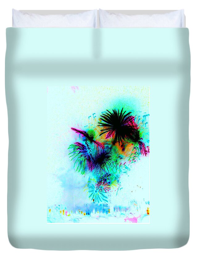 Fireworks Duvet Cover featuring the photograph Psycho Excitement by Julie Lueders 