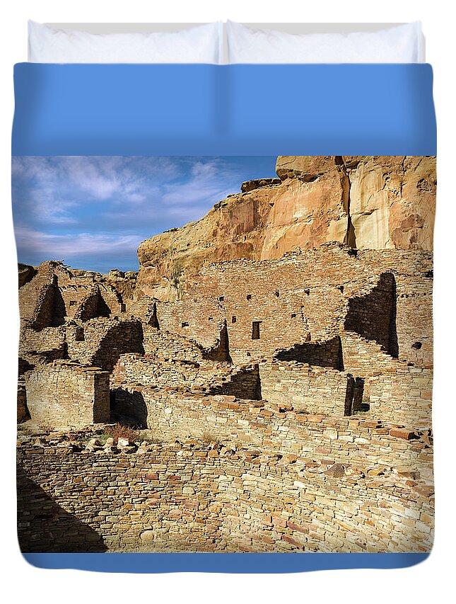 Chaco Canyon Duvet Cover featuring the photograph Pueblo Bonito in Chaco Canyon by Kathleen Bishop
