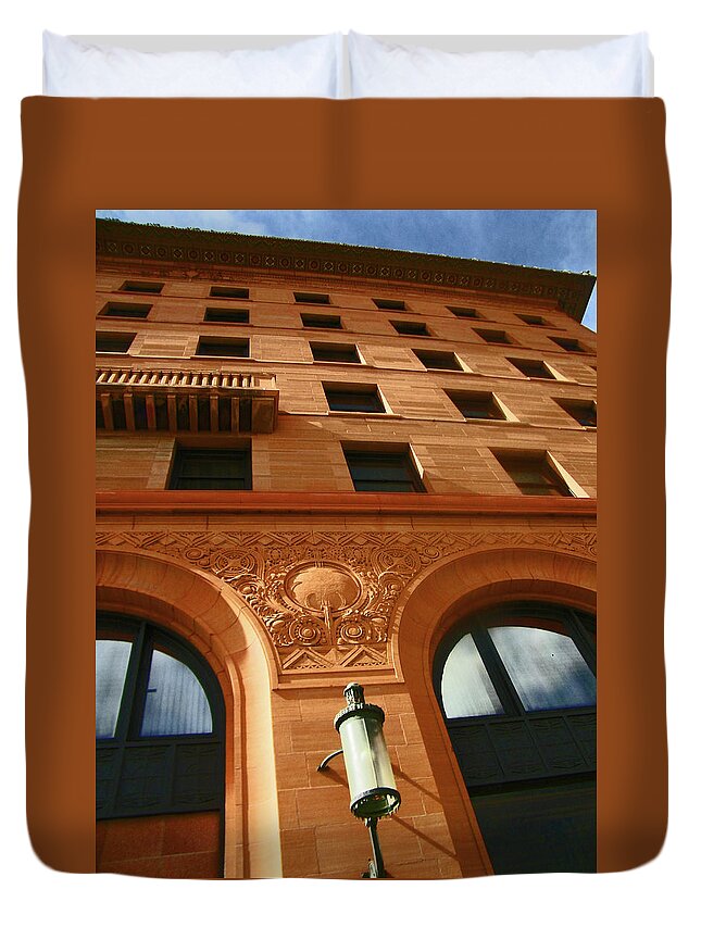 Abstract Duvet Cover featuring the photograph Pueblo Downtown Thatcher Building 2 by Lenore Senior