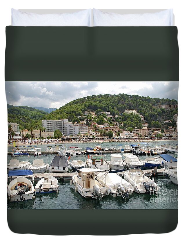 Majorca Duvet Cover featuring the photograph Puerto de Soller in Majorca by David Fowler