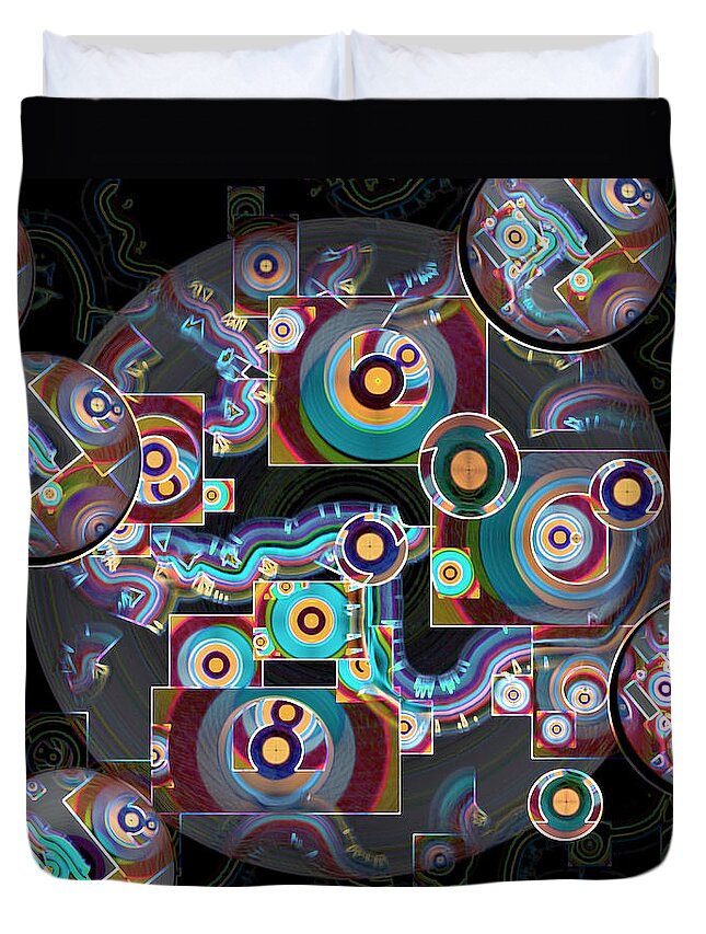 Multicolored Duvet Cover featuring the digital art Pulse of the Motherboard by Lynda Lehmann