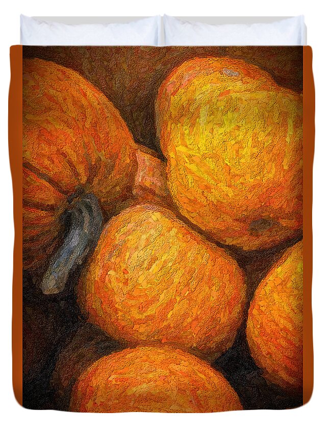 Green Mountain Orchards Putney Vermont Duvet Cover featuring the photograph Pumpkins In A Box by Tom Singleton