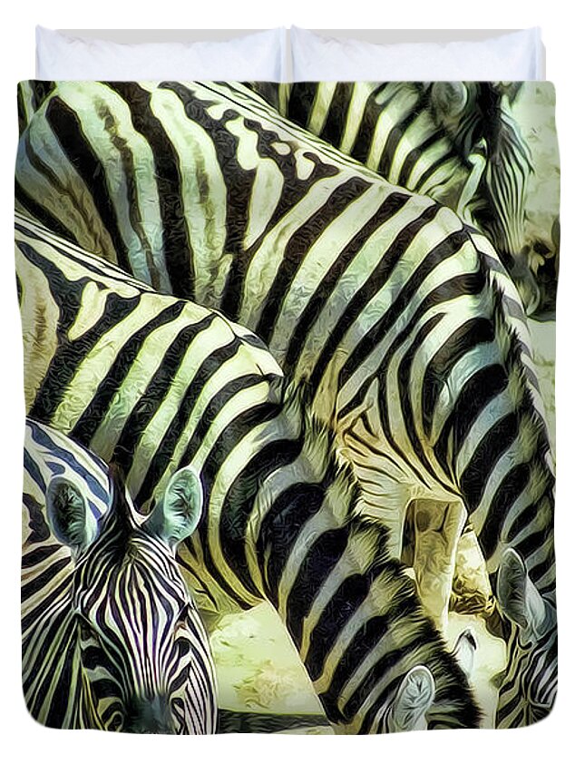 Zebras Duvet Cover featuring the photograph Punda Milia 3 by Douglas Barnard