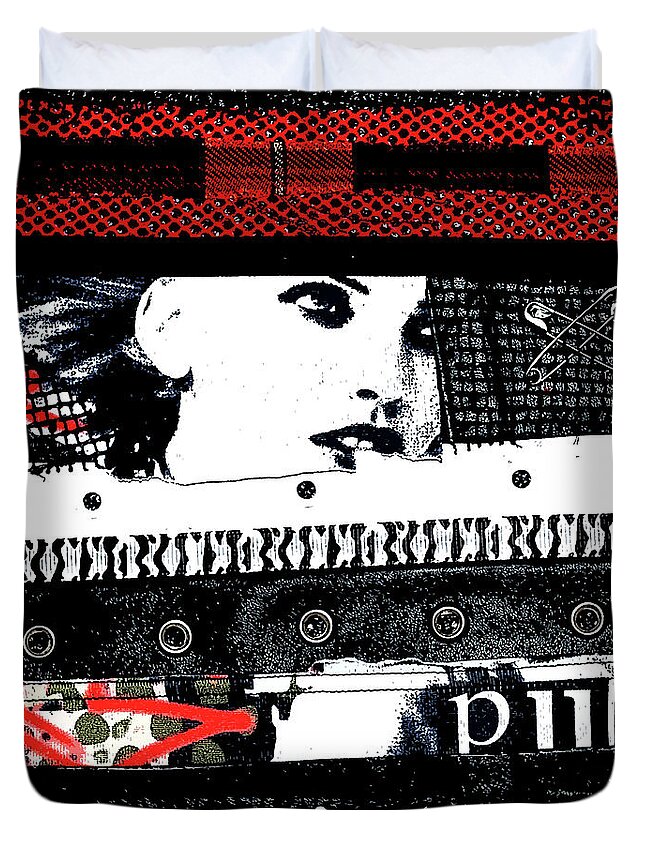 Punk Duvet Cover featuring the digital art Punk Chick by Roseanne Jones
