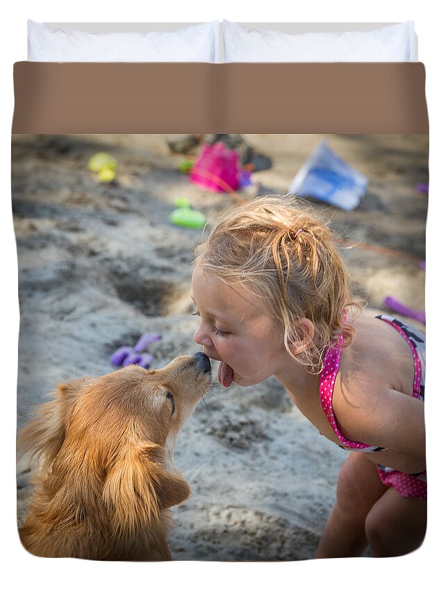 Girl Duvet Cover featuring the photograph Puppy Love by Brad Stinson