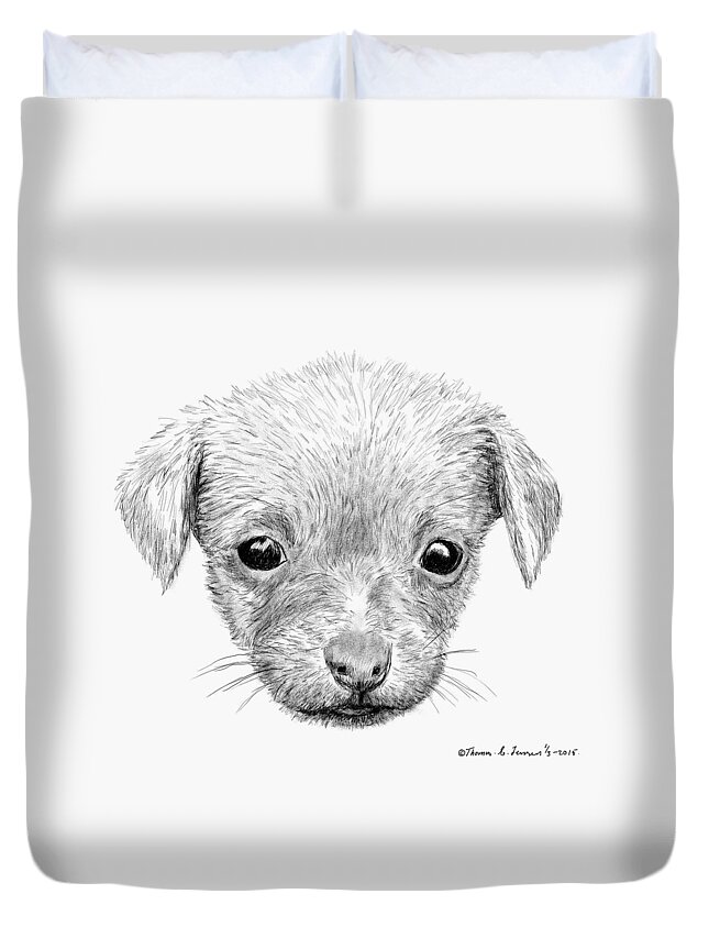 Sketch Duvet Cover featuring the digital art Puppy by ThomasE Jensen