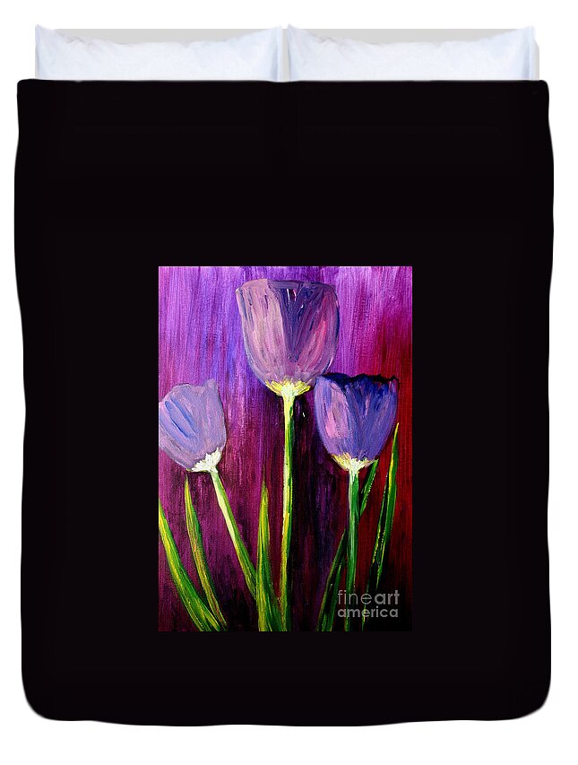 Flower Duvet Cover featuring the painting Purely Purple by Julie Lueders 