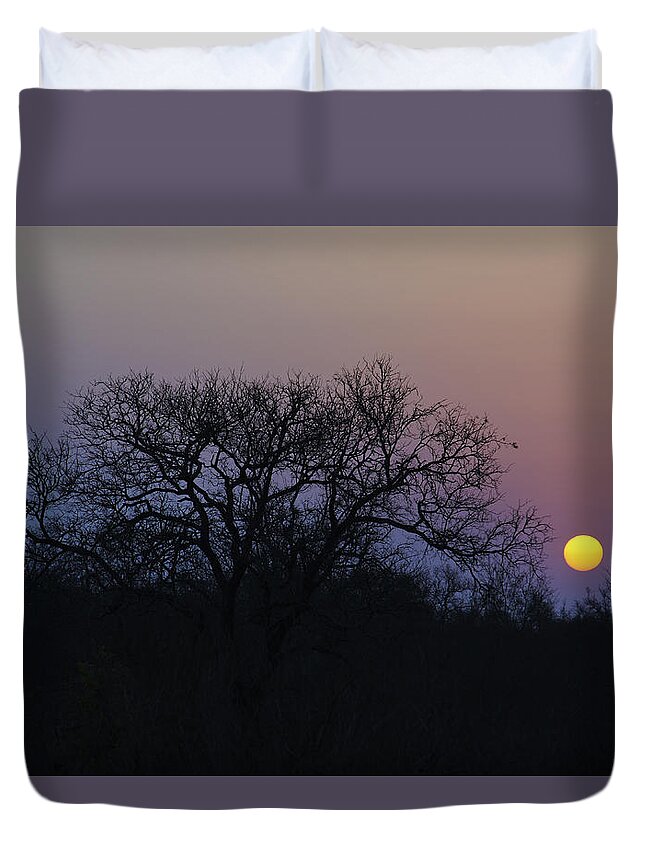 Kruger National Park Duvet Cover featuring the photograph Purple African Sky by Brian Kamprath