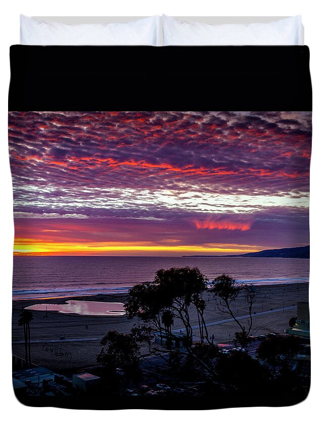 Sunset Duvet Cover featuring the photograph Purple and Gold Sunset by Gene Parks