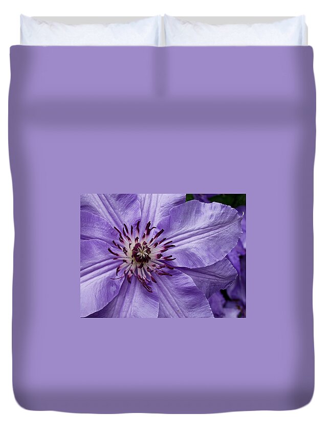 Flowers Duvet Cover featuring the photograph Purple Clematis Blossom by Louis Dallara
