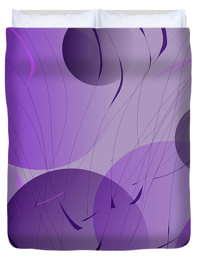 Digital Art Duvet Cover featuring the digital art Purple Digital Whimsy by Mary Bedy