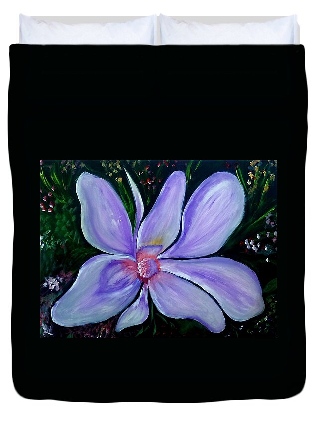 Flower Duvet Cover featuring the painting Purple flower by Faashie Sha