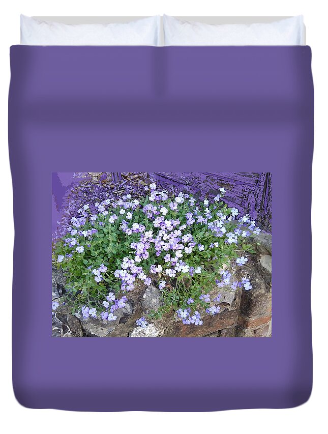 Purple Duvet Cover featuring the photograph Purple Flower Textured Photo 1028B by Julia Woodman