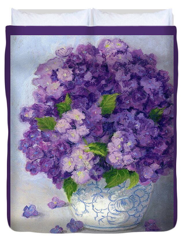 Pastel Duvet Cover featuring the pastel Purple Hydrangeas by Vikki Bouffard