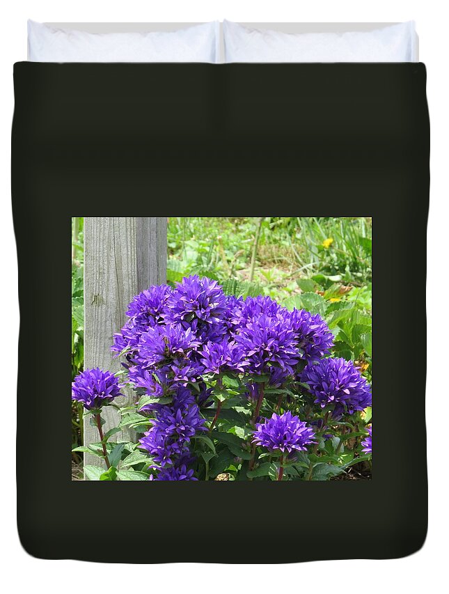 Flowers Duvet Cover featuring the photograph Purple in the Forest by Jeanette Oberholtzer