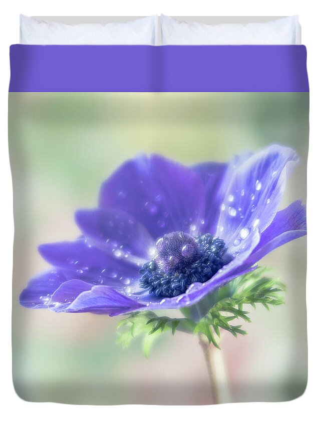 Anemone Duvet Cover featuring the photograph Purple is the pantone color for 2018. by Usha Peddamatham