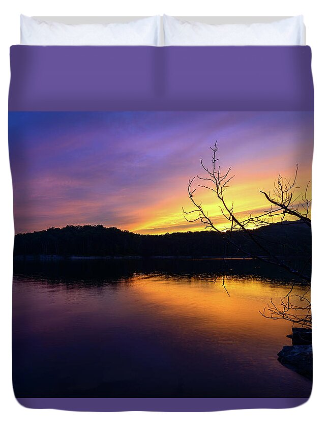 Kentucky Duvet Cover featuring the photograph Purple Lake by Michael Scott
