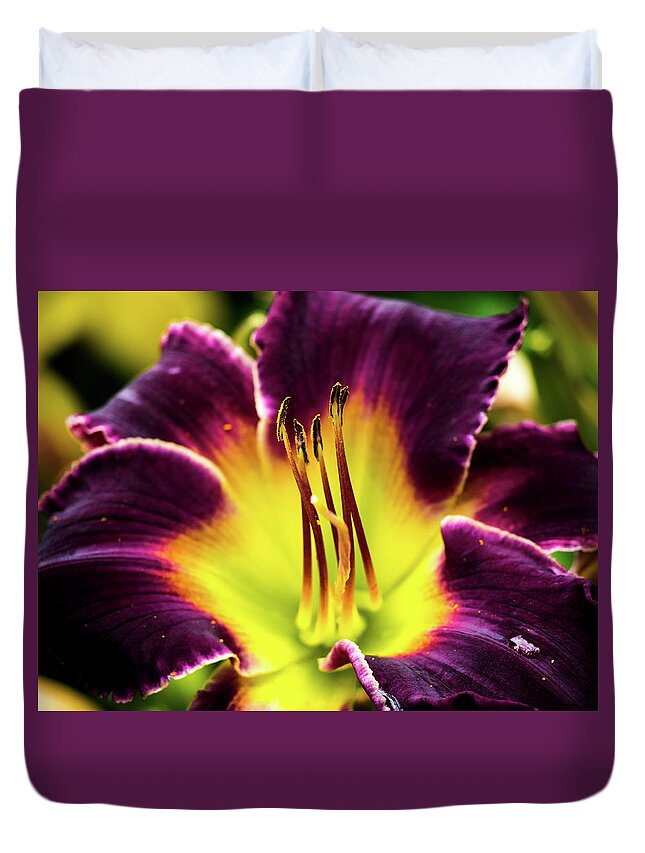 Beautiful Duvet Cover featuring the photograph Purple Lily - Close Up by Penny Lisowski