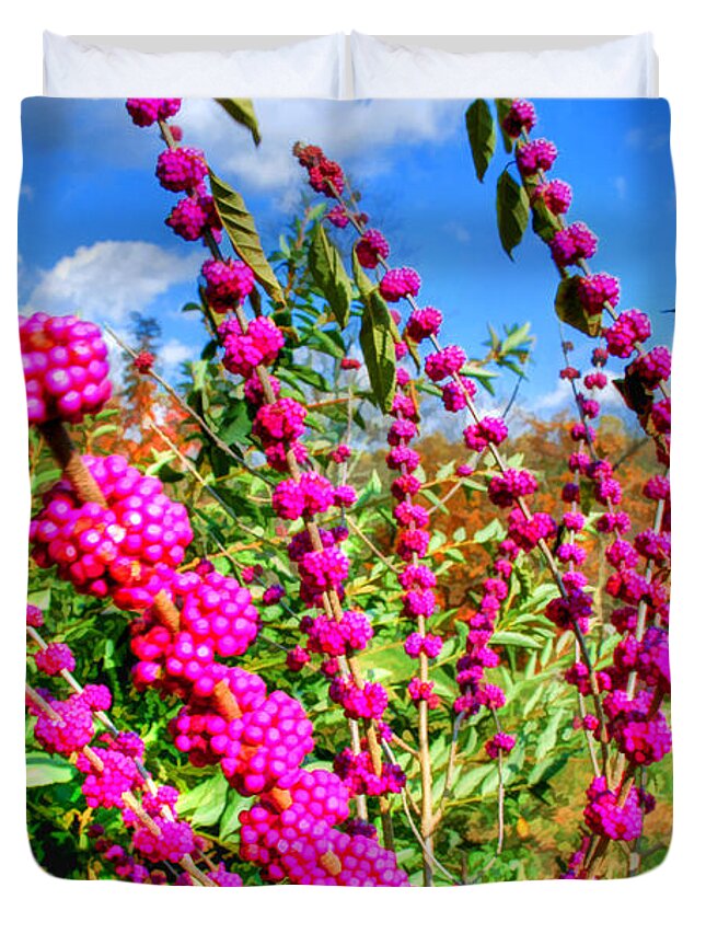 Flowers Duvet Cover featuring the photograph Purple Monster Berry Weed by Sam Davis Johnson