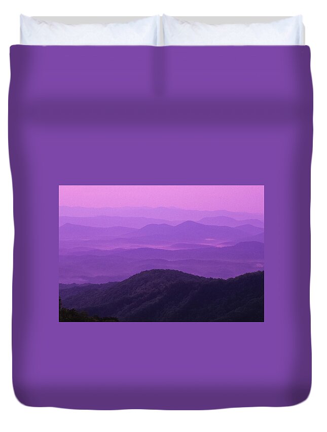 Asheville Duvet Cover featuring the photograph Purple Mountains by Joye Ardyn Durham