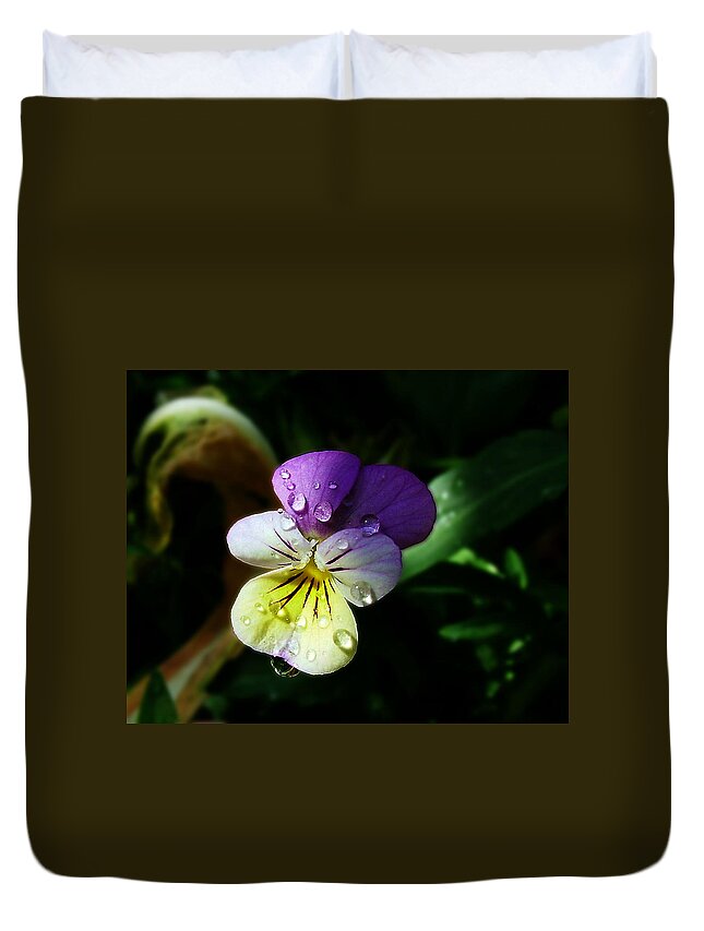 Flower Duvet Cover featuring the photograph Purple Pansy by Anthony Jones
