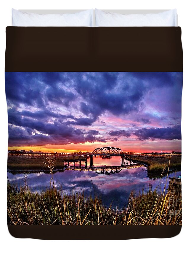 Surf City Duvet Cover featuring the photograph Purple Sound by DJA Images