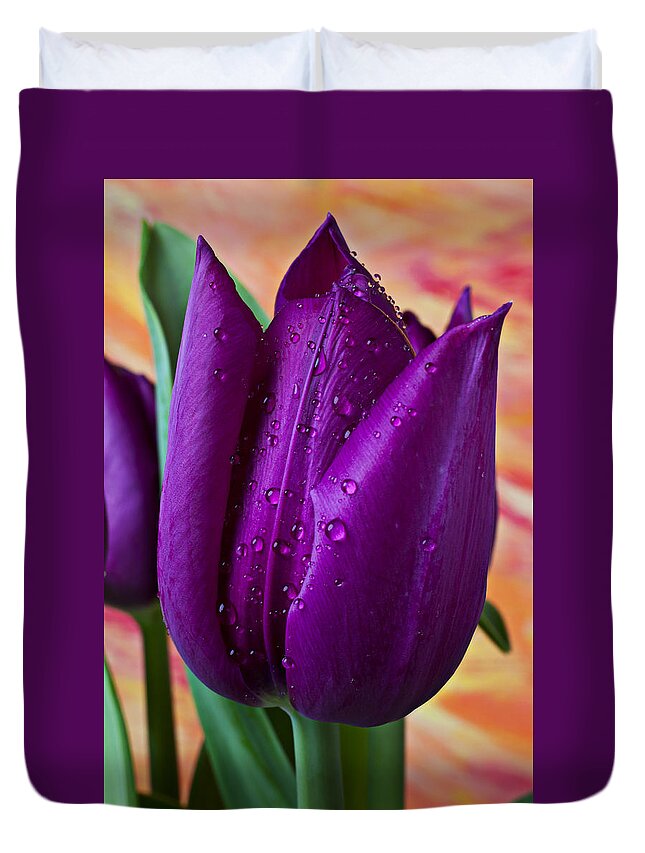 Purple Tulip Duvet Cover featuring the photograph Purple Tulip by Garry Gay
