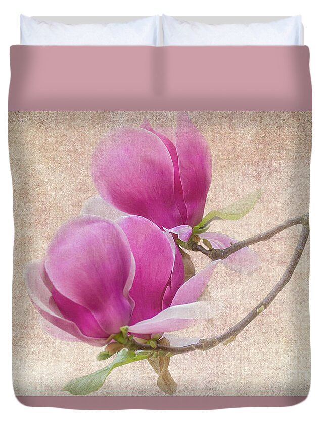 Magnolia Duvet Cover featuring the photograph Purple Tulip Magnolia by Heiko Koehrer-Wagner