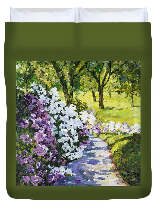 Landscape Duvet Cover featuring the painting Purple White by Ingrid Dohm