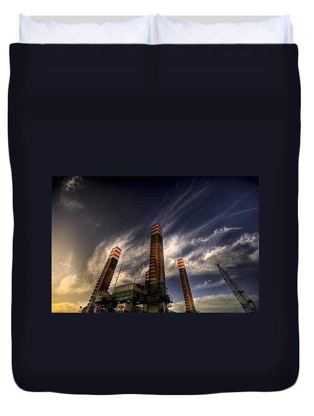 Pylons Duvet Cover featuring the photograph Pylons by Wayne Sherriff