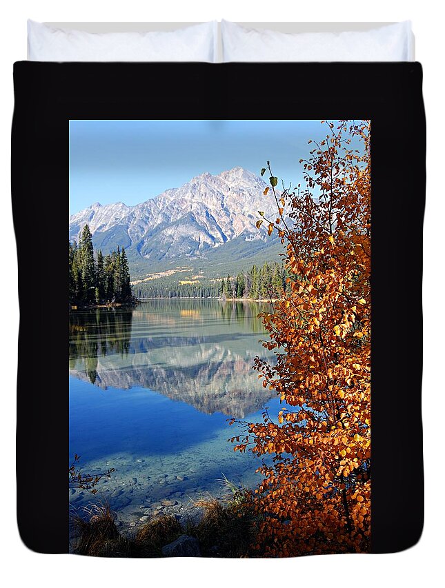 Pyramid Mountain Duvet Cover featuring the photograph Pyramid Mountain Reflection 2 by Larry Ricker