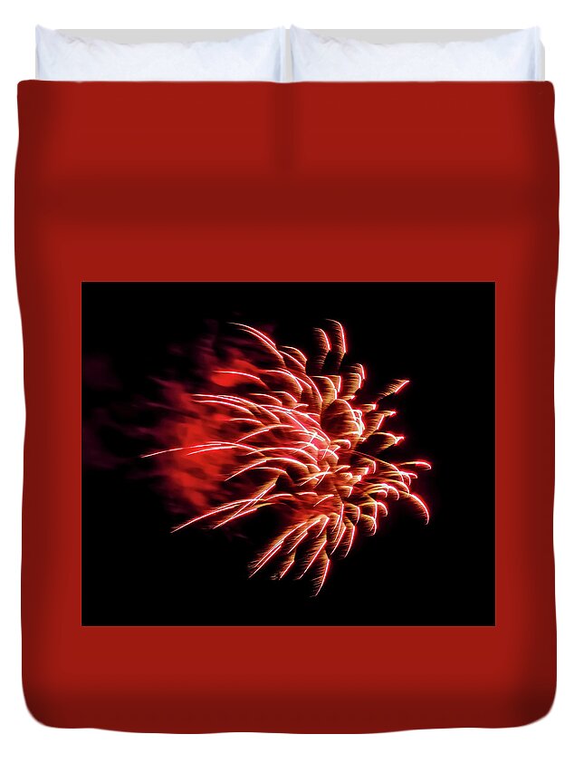 Fireworks Duvet Cover featuring the photograph Pyro III by Robert Mitchell