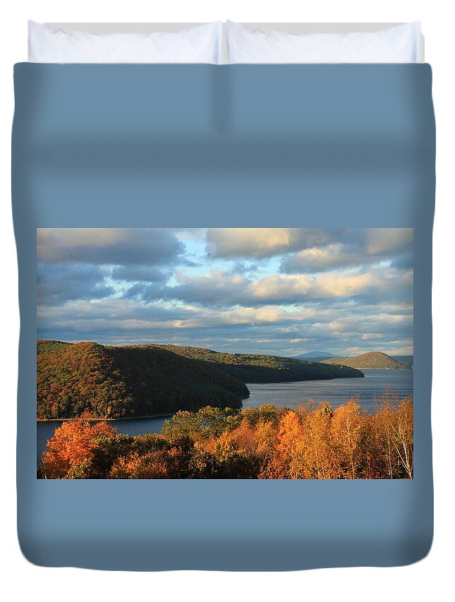 Massachusetts Duvet Cover featuring the photograph Quabbin Reservoir Foliage View by John Burk