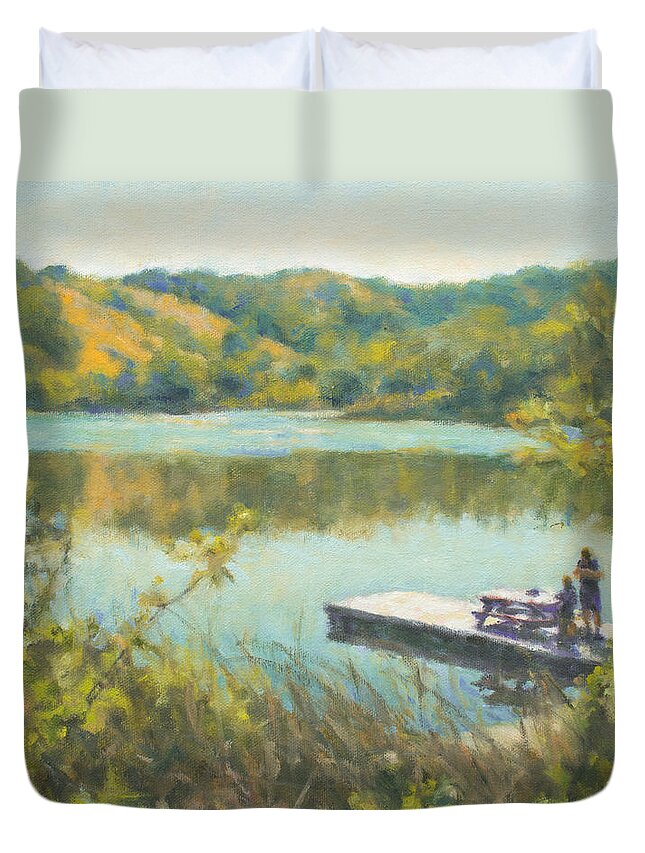 Landscape Duvet Cover featuring the painting Quality Time by Kerima Swain
