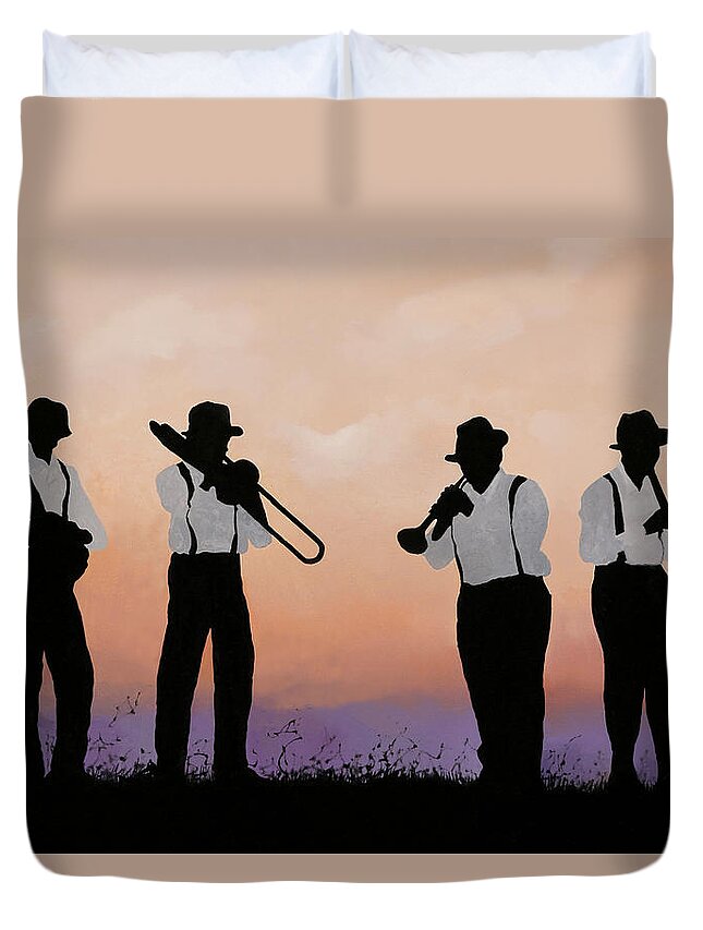 Music Duvet Cover featuring the painting Quattro by Guido Borelli