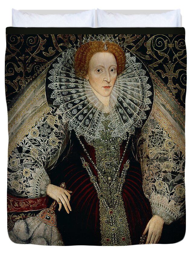 Queen Duvet Cover featuring the painting Queen Elizabeth I by John the Younger Bettes