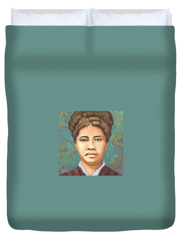 Queen Liliuokalani Duvet Cover featuring the painting Queen Liliuokalani by Linda Ruiz-Lozito