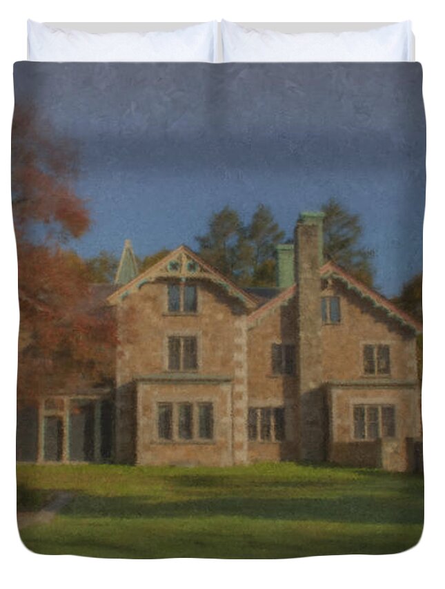 Quest House Duvet Cover featuring the painting Quest House Garden by Bill McEntee